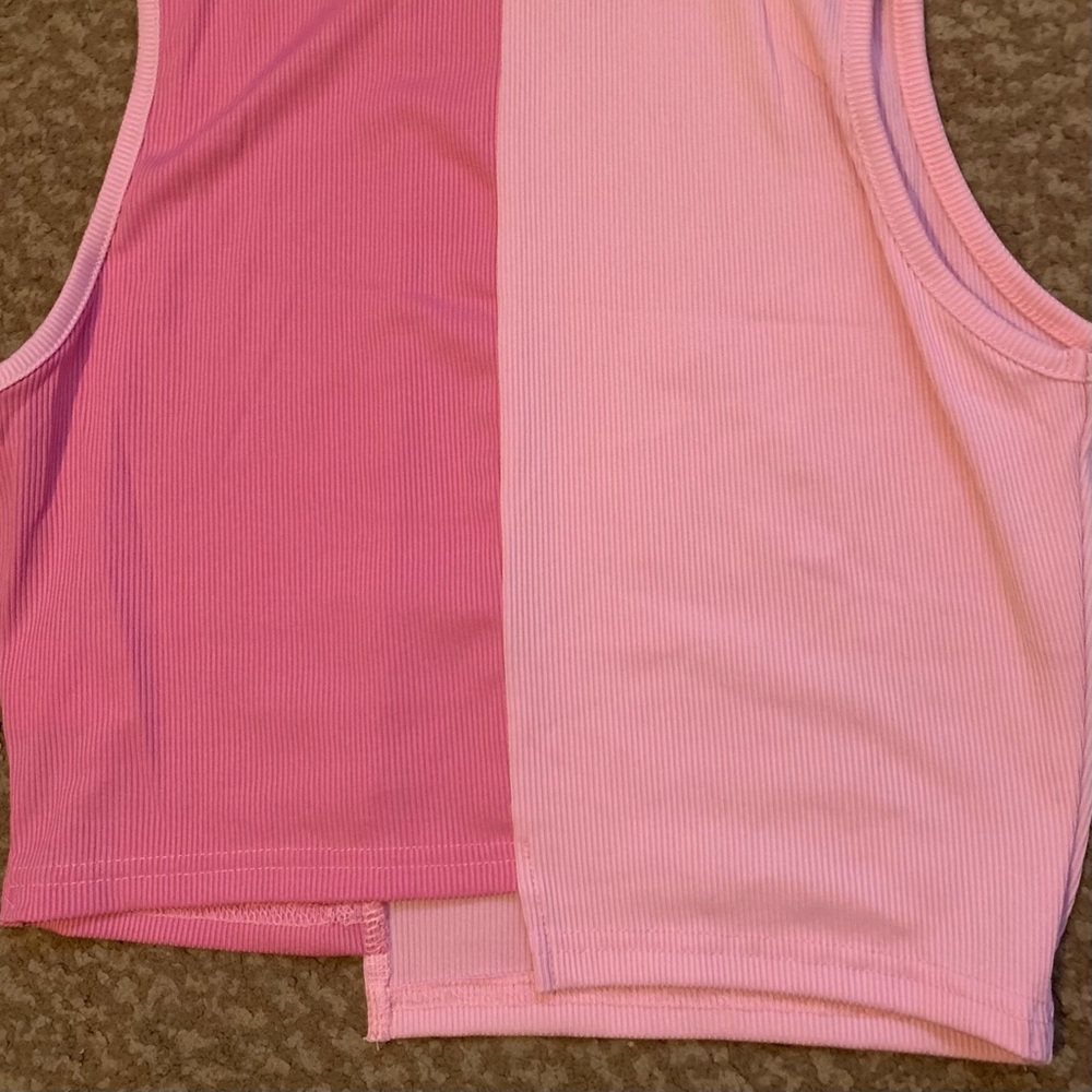 SHEIN Stepped Hem Rib-knit Colorblock Tank Top